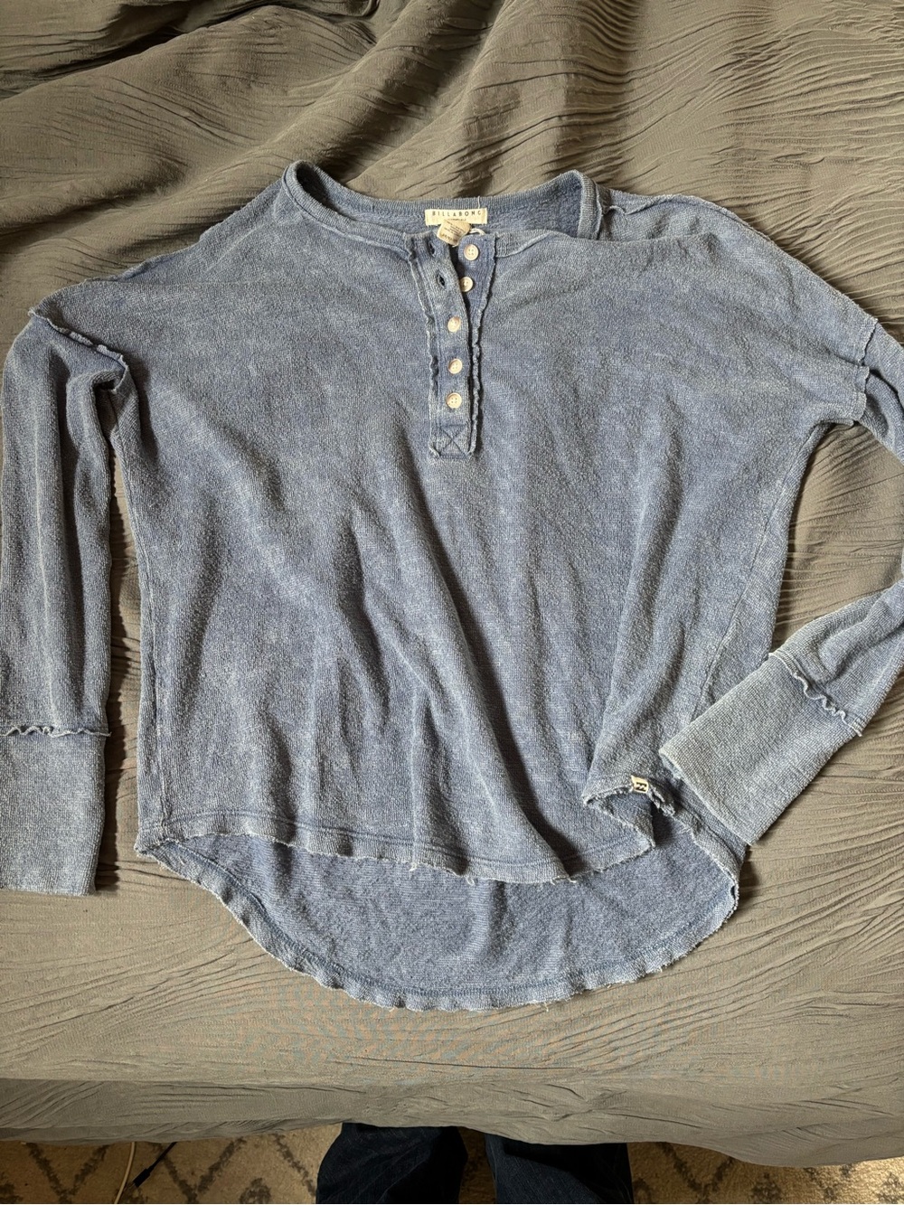 Billabong Faded Denim Blue Henley Button Top